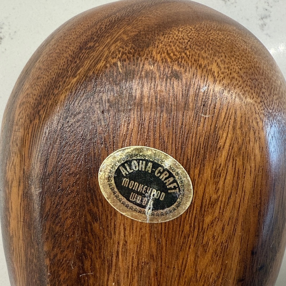 70s VINTAGE BOHO WOOD DISH TRAY MONKEY POD WOOD DISH HAWAII HOME DECOR ACCENT - Picture 2 of 4
